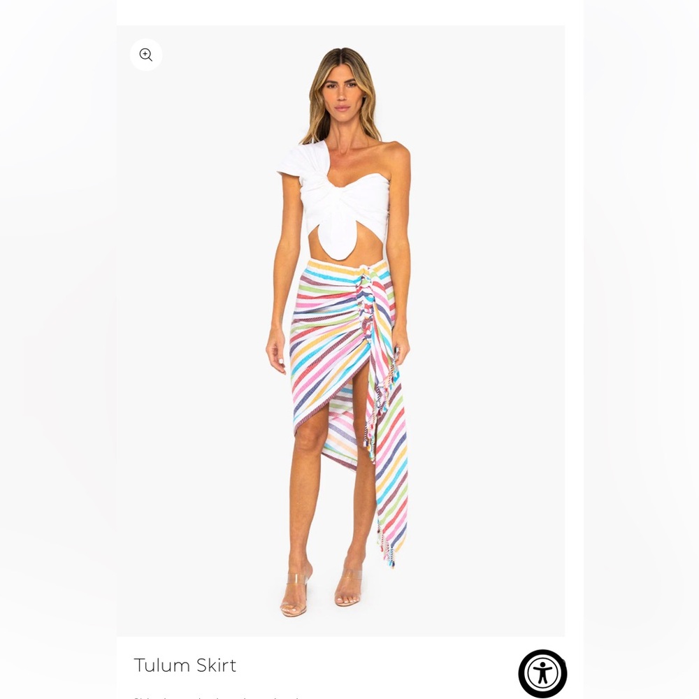 Just Be Queen (JBQ) Vibrant Multicolor Striped Swim Coverup Skirt